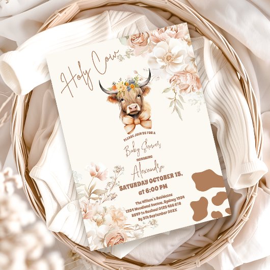 Baby shower Koe Greenery Highland Koe Kaart