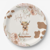 Baby shower Koe Greenery Highland Koe Papieren Bordje (Voorkant)