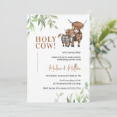 Baby shower Koe Greenery Rustic Boerderij Kaart (Staand voorkant)