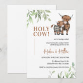 Baby shower Koe Greenery Rustic Boerderij Kaart (Voorkant / Achterkant)