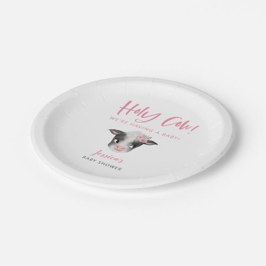 Baby shower Koe Meisje Papieren Bordje (Gekanteld)