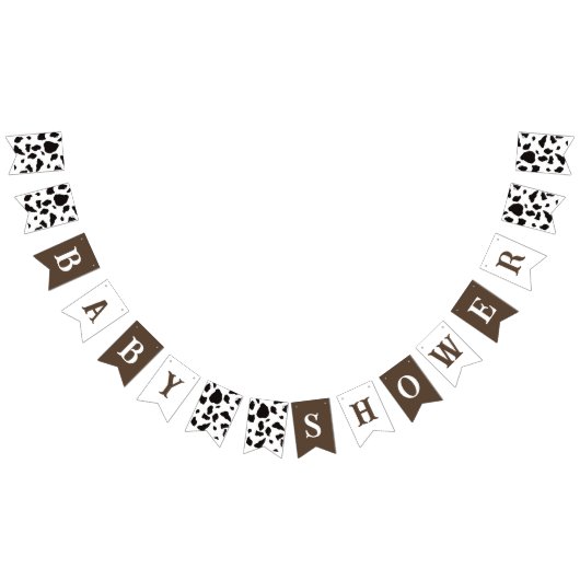 Baby shower Koe Print Zwart Bruin en Wit Vlaggetjes (Alle)