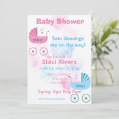 Baby shower koets meisje jongen tweeling kaart (Staand voorkant)