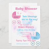 Baby shower koets meisje jongen tweeling kaart (Voorkant / Achterkant)