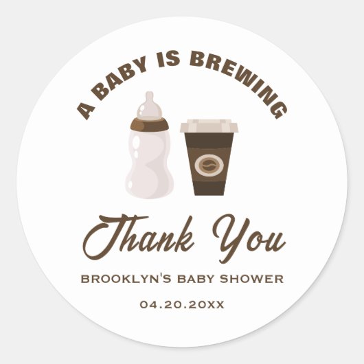 Baby shower Koffie Een Baby brouwt bruin wit Ronde Sticker (Voorkant)
