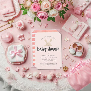 Baby Shower Konijn Baby Meisje Roze Kaart
