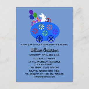 Baby Shower Konijn Ei Auto #2 Uitnodigingskaart Uitnodiging Briefkaart