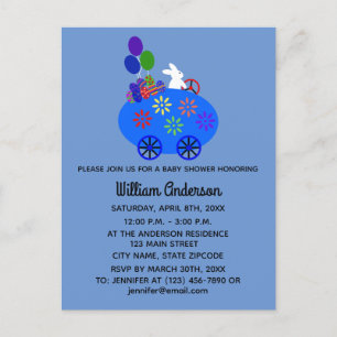 Baby Shower Konijn Ei Auto #3 Uitnodigingskaart Uitnodiging Briefkaart