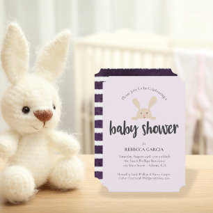 Baby Shower Konijn Geslacht Neutraal Paars Kaart