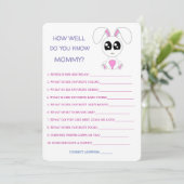Baby shower Konijn, hoe goed ken je mam Kaart (Staand voorkant)