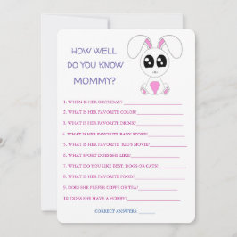 Baby shower Konijn, hoe goed ken je mam Kaart
