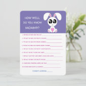 Baby shower Konijn, hoe goed ken je mam Kaart (Staand voorkant)