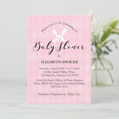 Baby Shower Konijn Roze Diamant Kaart (Staand voorkant)