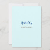 Baby Shower Konijn wit en blauw turkoois gestreept Kaart (Achterkant)