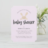 Baby shower Konijnengeslacht Neutraal Paarse Kaart (Staand voorkant)