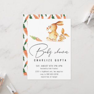 Baby shower konijnenwortelbloem Nodig meisje roze Kaart