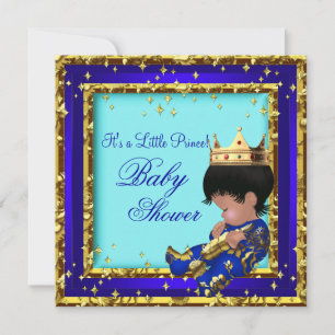 Baby Shower Koningsblauw Goud Jongen kroonprins St Kaart