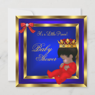 Baby Shower Koninklijk Rood Blauw Goud Jongen kroo Kaart