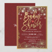 Baby shower Koord met rood- en goudvezel-Lijst Kaart (Voorkant / Achterkant)