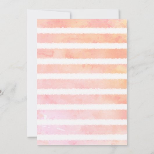 Baby shower koraal perzik gestreepte flamingo kaart (Achterkant)