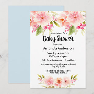 Baby shower koraalappel dahlia kaart