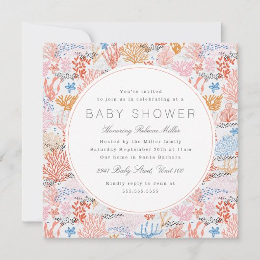 Baby shower koraalrif kaart (Voorkant)