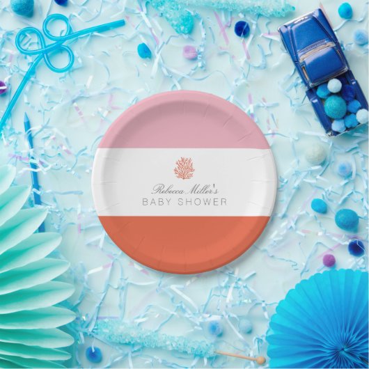 Baby shower koraalrif papieren bordje (Feest)