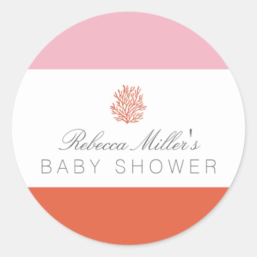 Baby shower koraalrif ronde sticker (Voorkant)