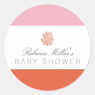 Baby shower koraalrif ronde sticker