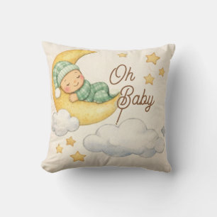 Baby Shower Kussen, Oh Baby, Jongen, Maan Cadeau Kussen