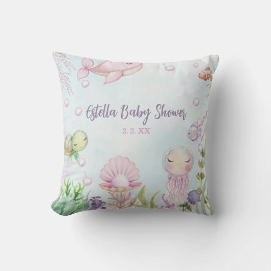 Baby Shower Kussen 'Onder de Zee' (Voorkant)
