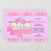 BABY SHOWER KUSTSweet PINK Triplets Kaart (Voorkant / Achterkant)