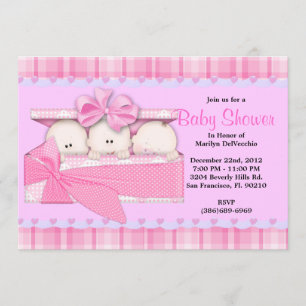 BABY SHOWER KUSTSweet PINK Triplets Kaart