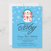 BABY SHOWER | Kute Little Snowman Invitation Kaart (Voorkant)