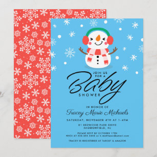 BABY SHOWER   Kute Little Snowman Invitation Kaart