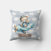 Baby shower Kwekerij Decor Blue Teddy Bear Kussen (Achterkant)