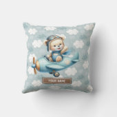 Baby shower Kwekerij Decor Blue Teddy Bear Kussen (Achterkant)