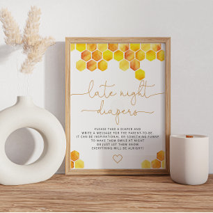 Baby shower laat in de nacht bij bijen spelen. Pos Poster