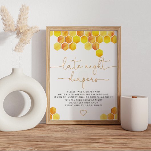 Baby shower laat in de nacht bij bijen spelen. Pos Poster