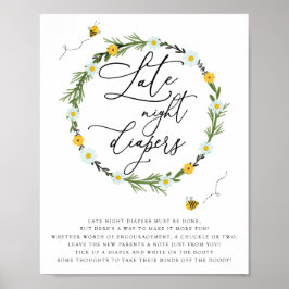 Baby shower laat in de nacht bij bijen spelen. poster