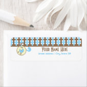 Baby shower Label - Blauwe Luier Roze & Plaid (Insitu)