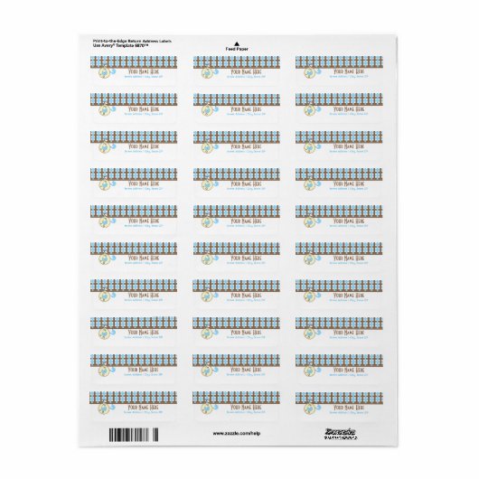 Baby shower Label - Blauwe Luier Roze & Plaid (Full Sheet)