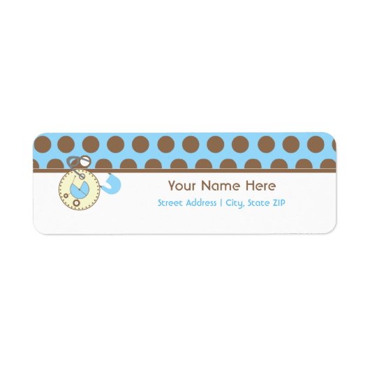 Baby shower Label - Blauwe Luier Roze & Polka Dots (Voorkant)
