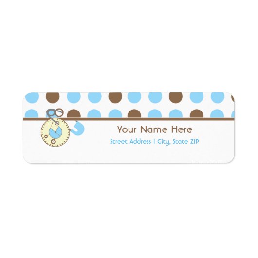 Baby shower Label - Blauwe Luier Roze & Polka Dots (Voorkant)