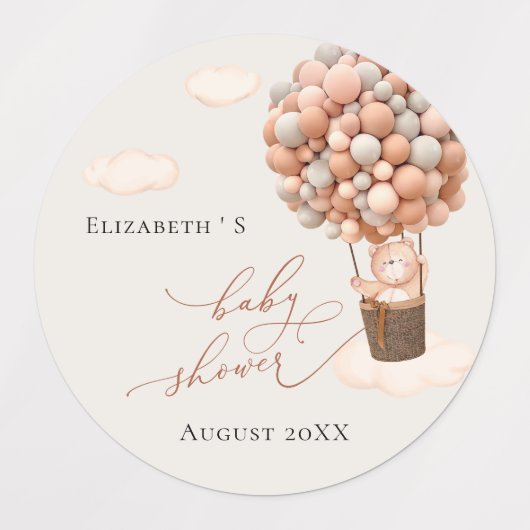 Baby shower Label Bruin Beer ballonnen BarlyWait! (Design 2)