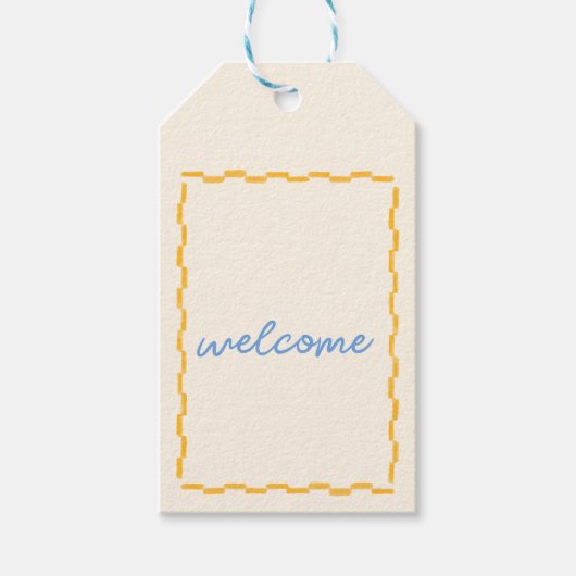 Baby shower Label Geel en blauw Cadeaulabel (Voorkant)