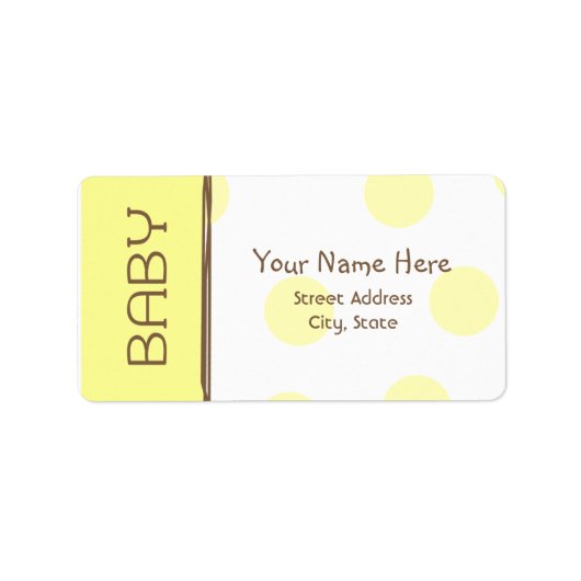 Baby shower Label - Geel en Bruin (Voorkant)