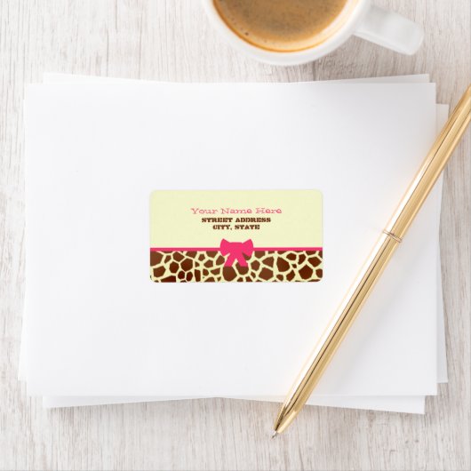 Baby shower Label - Giraffe Print & Roze (Insitu)