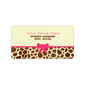 Baby shower Label - Giraffe Print & Roze (Voorkant)