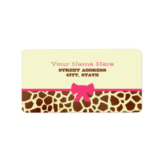 Baby shower Label - Giraffe Print & Roze (Voorkant)